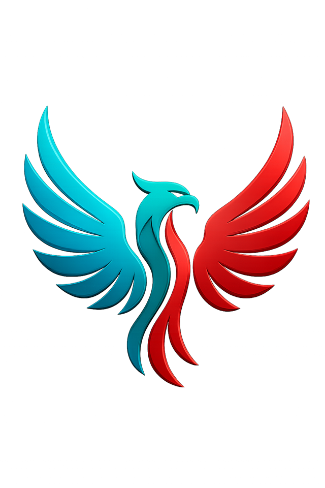 Logo da Agência Fênix — fênix com asas turquesa e vermelha